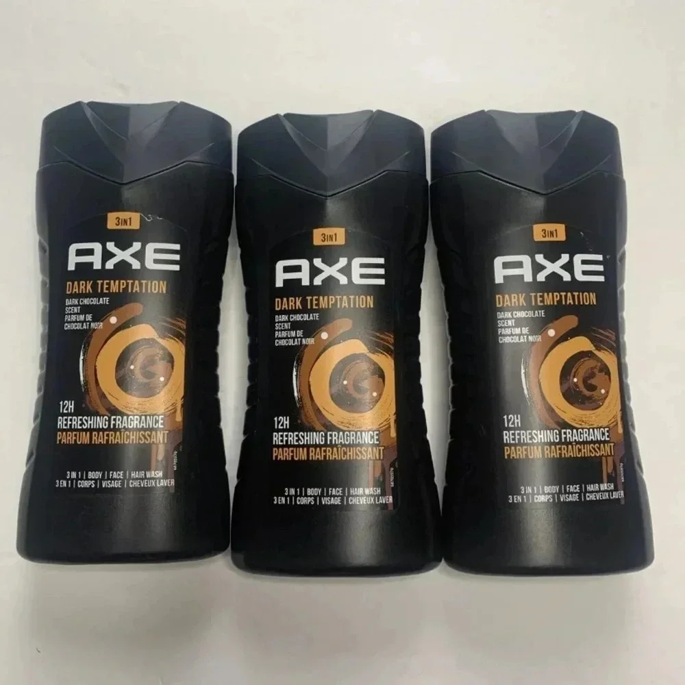 AXE Shampoo Dark Temptation 3 In 1 Shampoo Conditioner Body Wash 3 Bottles New
